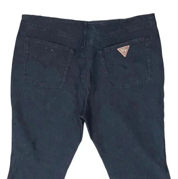 Vintage 90s-Y2K Guess Split Hem Flare Dark Wash Jeans - Picture 6 of 7